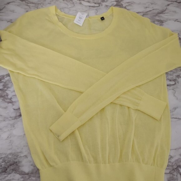 Cabi Gossamer Lightweight Yellow Crew Neck Long Sleeve‎ Women Sweater XS - Picture 9 of 9